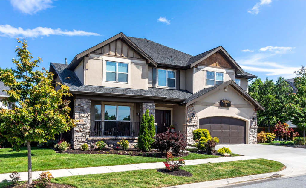 Front side view of a residential home on a bright day.